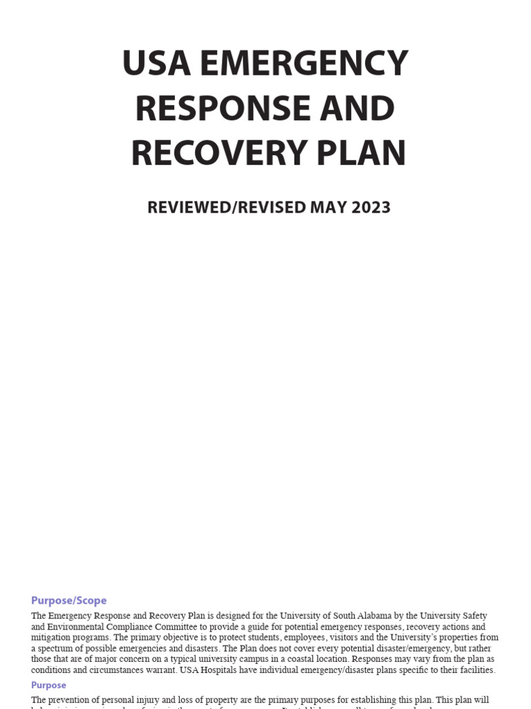 USA Emergency Response Plan Overview | PDF | Emergency | Emergency ...