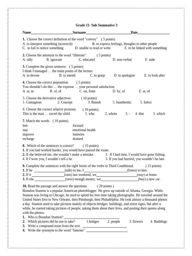 Grade 11 - Sub Summative 3 | PDF | Language Mechanics | Linguistic Typology