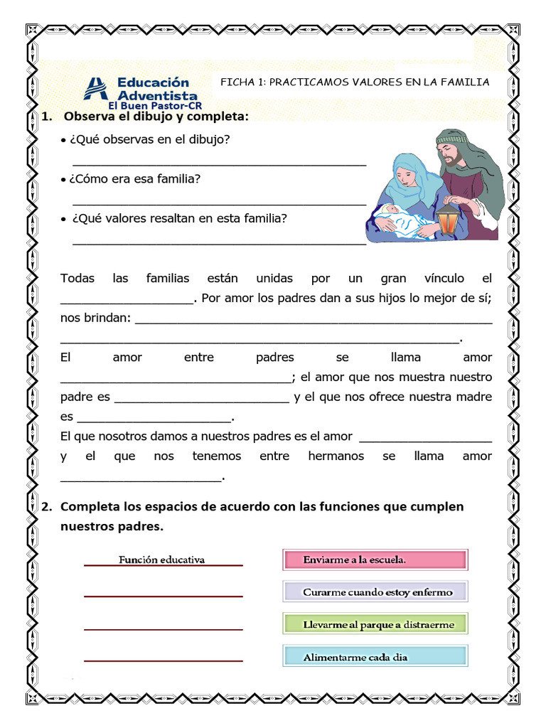 Ficha 1 Sesión 1 Personal Social Practicamos Valores en La Familia 1 | PDF