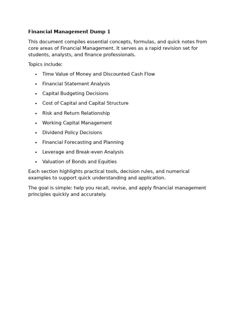 Financial Management Dump 1 | PDF