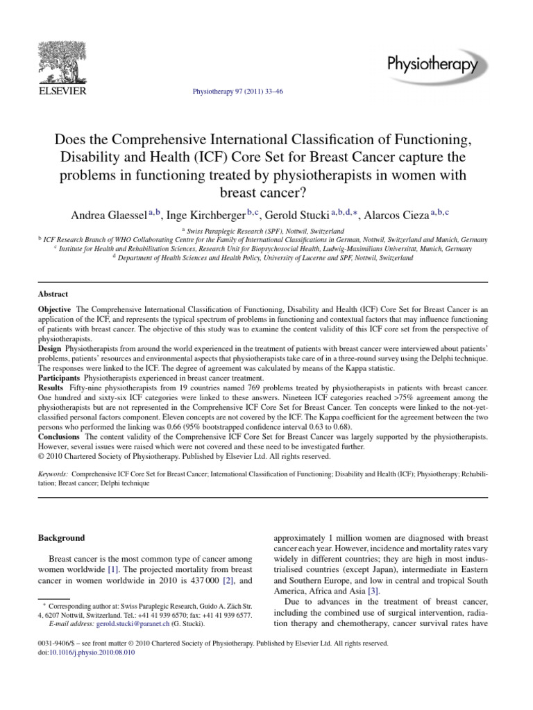 Does The Comprehensive International Classification of Functioning ...