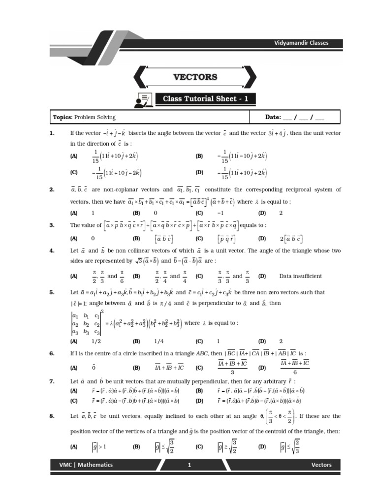 Vectors Problem Solving Guide | PDF | Cartesian Coordinate System ...
