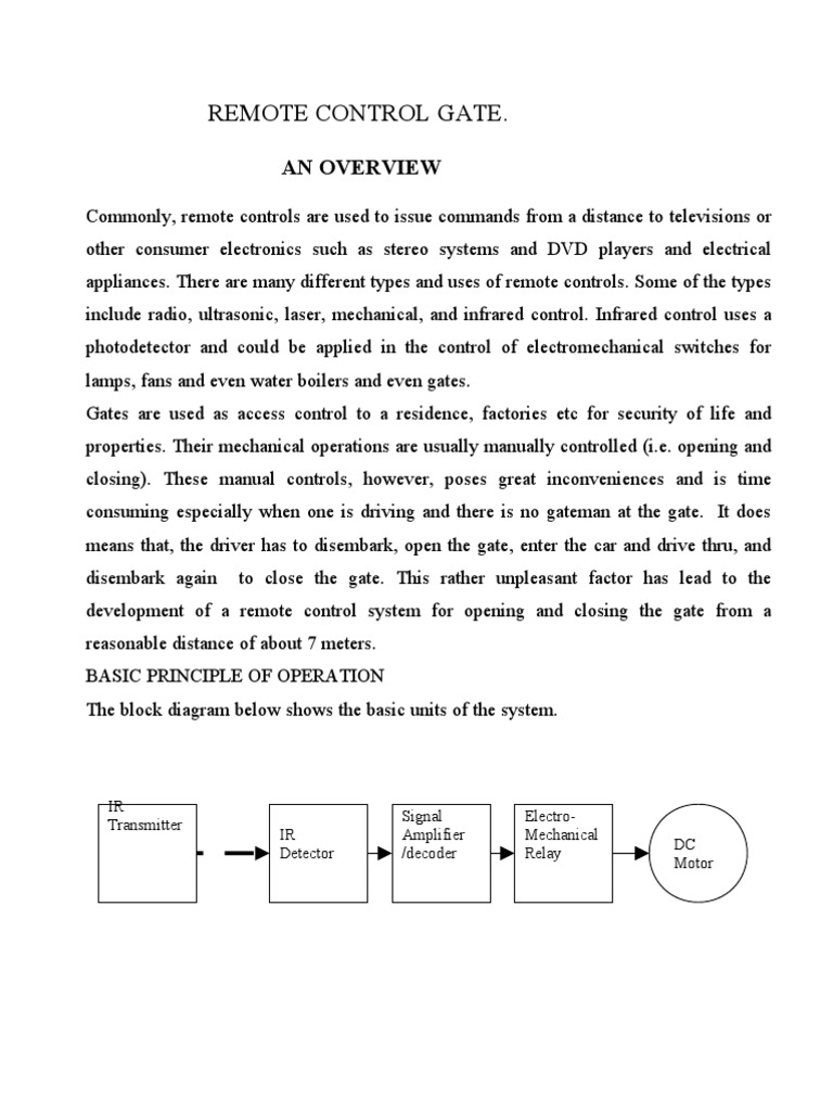 Remote Control Gate System Overview | PDF | Technology & Engineering