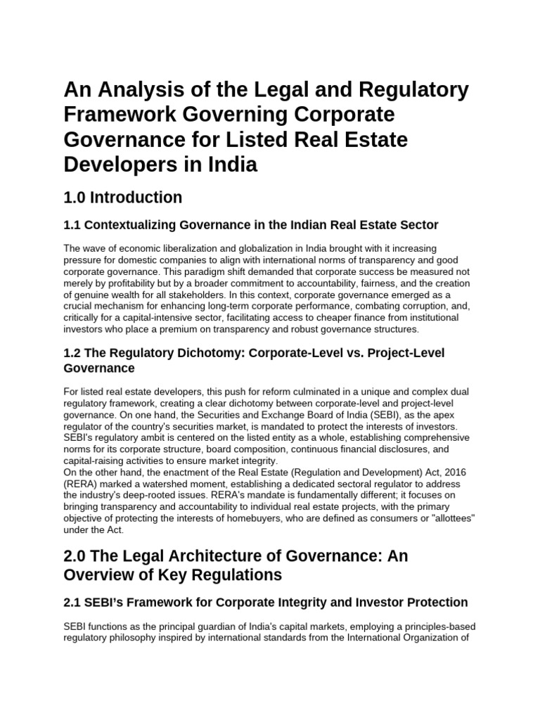 Corporate Governance for Indian Real Estate | PDF | Governance ...