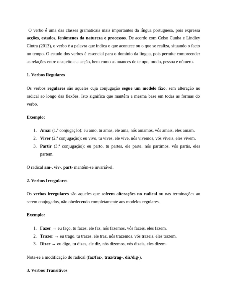 Importância dos Verbos na Língua Portuguesa | PDF | Assunto (gramática ...