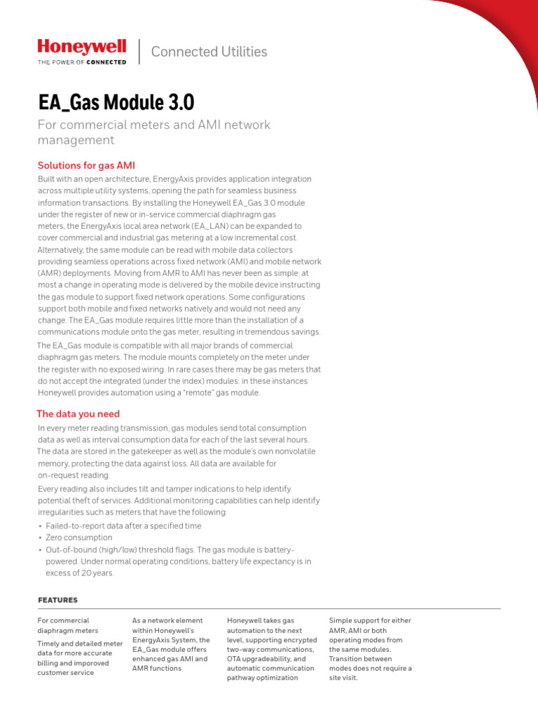 Honeywell EA_Gas Module for AMI Solutions | PDF | Automation | Computing