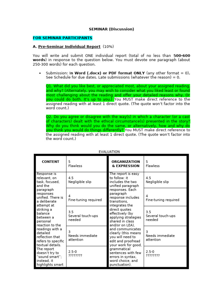 Seminar Report and Discussion Guide | PDF | Plagiarism | Cognition