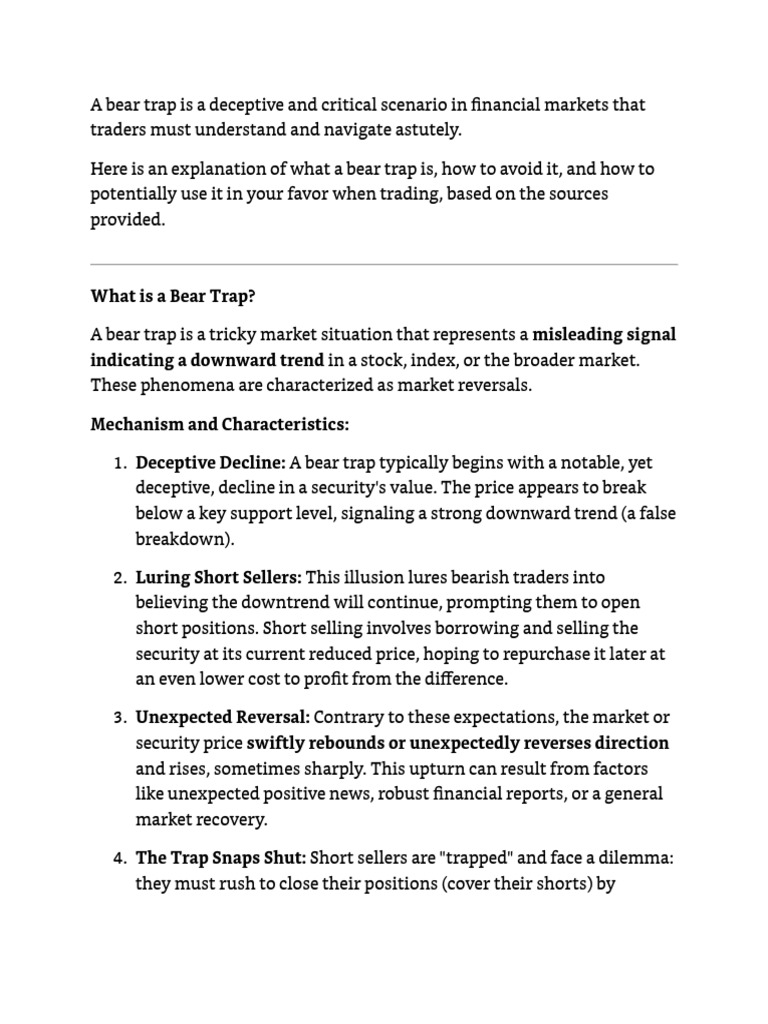 Understanding Bear Traps in Trading | PDF | Market Trend | Short (Finance)