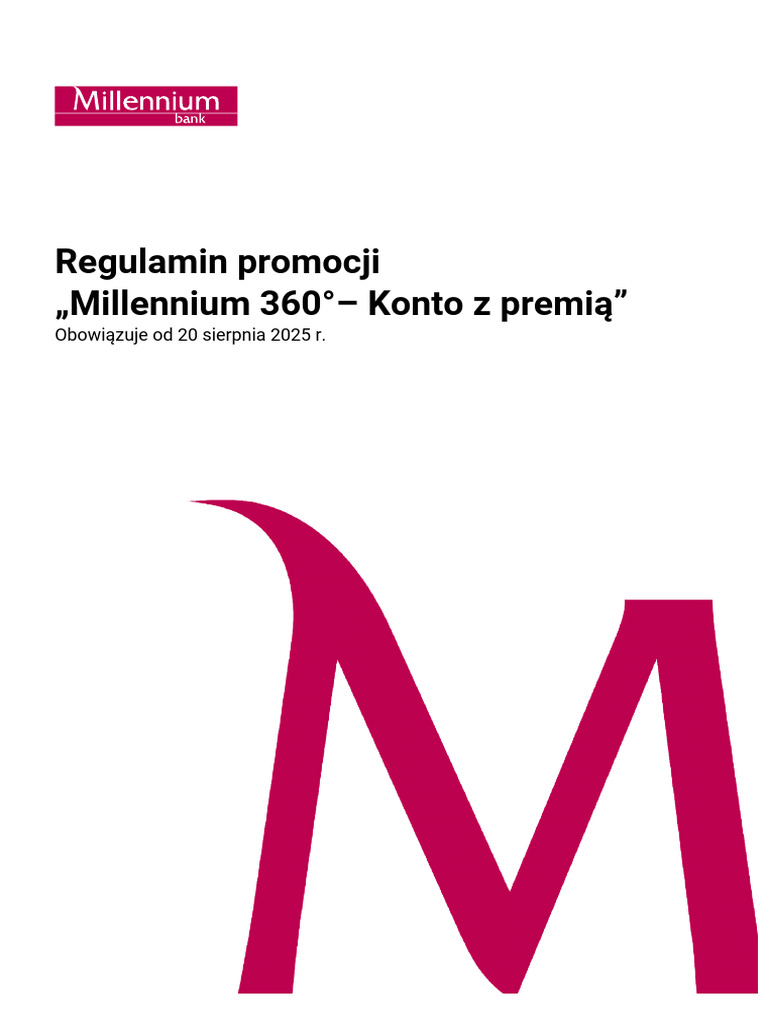 Regulamin Promocji Millennium 360 Konto Z Premia-1755614794469 | PDF