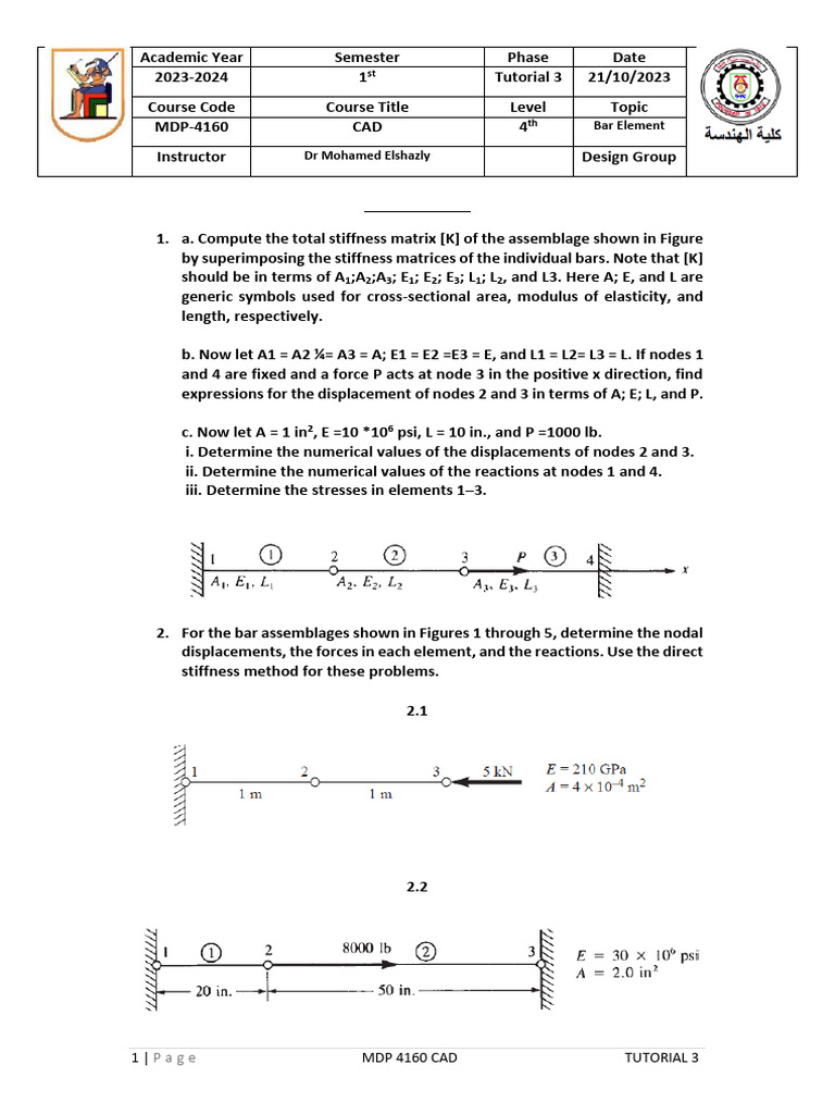 MDP-4160 CAD Tutorial 3 Guide | PDF | Stiffness | Mechanical Engineering
