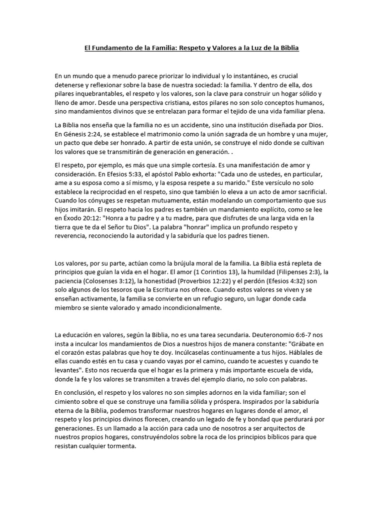 Respeto y Valores en la Familia Cristiana | PDF | Amor | Contenido bíblico