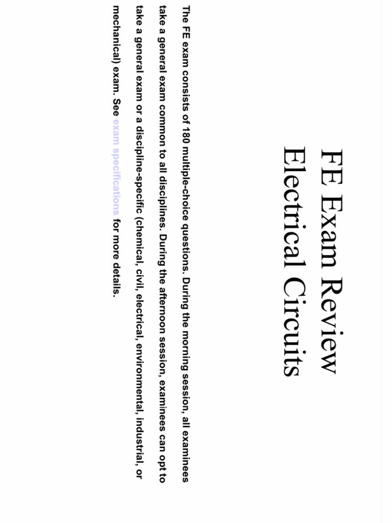 FE 2011 Electrical Review | PDF