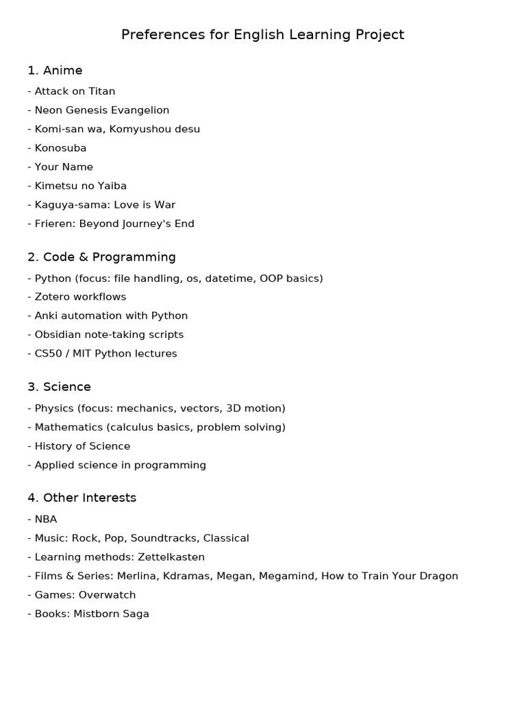 English Learning Preferences Guide | PDF