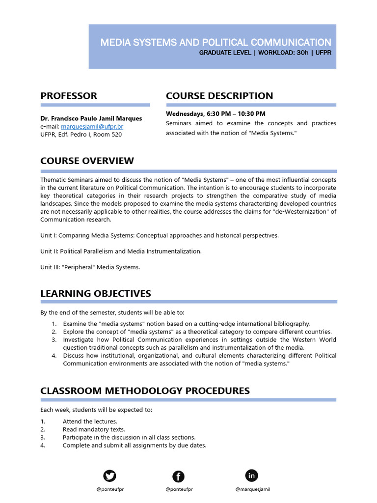 Syllabus Media Systems and Political Com | PDF | Human Communication ...