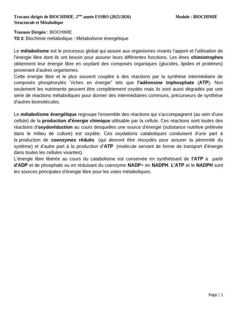 Métabolisme Énergétique en Biochimie | PDF | Nicotinamide adénine ...