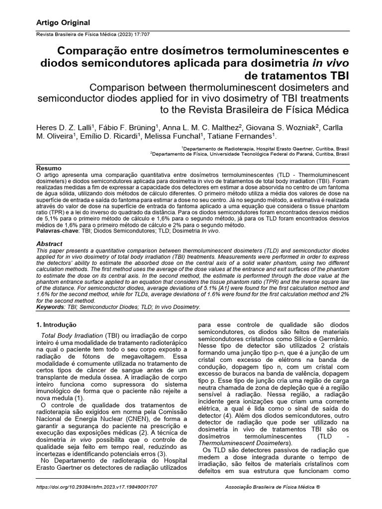 Comparação de Dosímetros TLD e Diodos TBI | PDF | Elétron | Cristal
