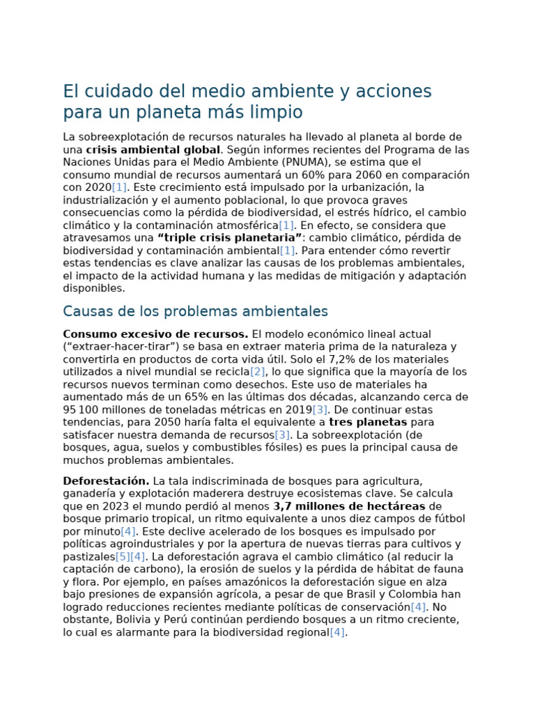 El Cuidado Del Medio Ambiente y Acciones para Un Planeta Más Limpio ...