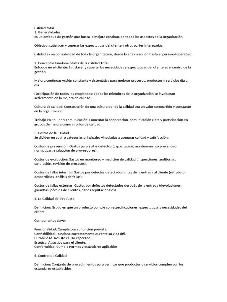 Mejora Continua y Calidad Total en Empresas | PDF | Calidad (comercial ...