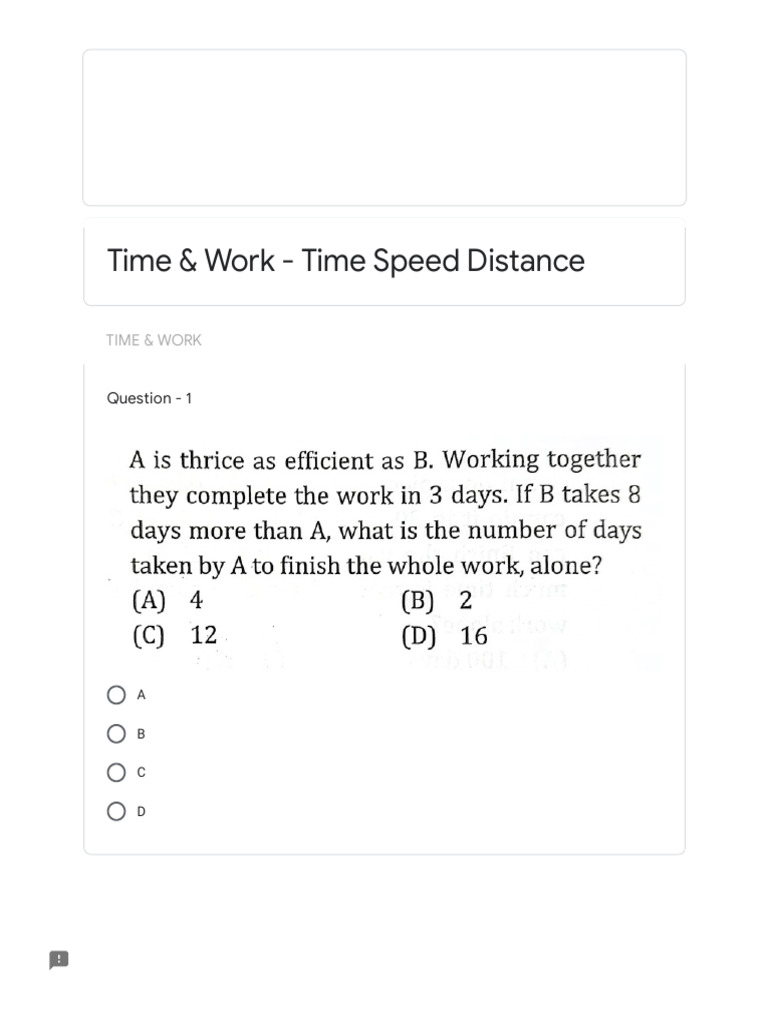 Time and Work Problem Set | PDF