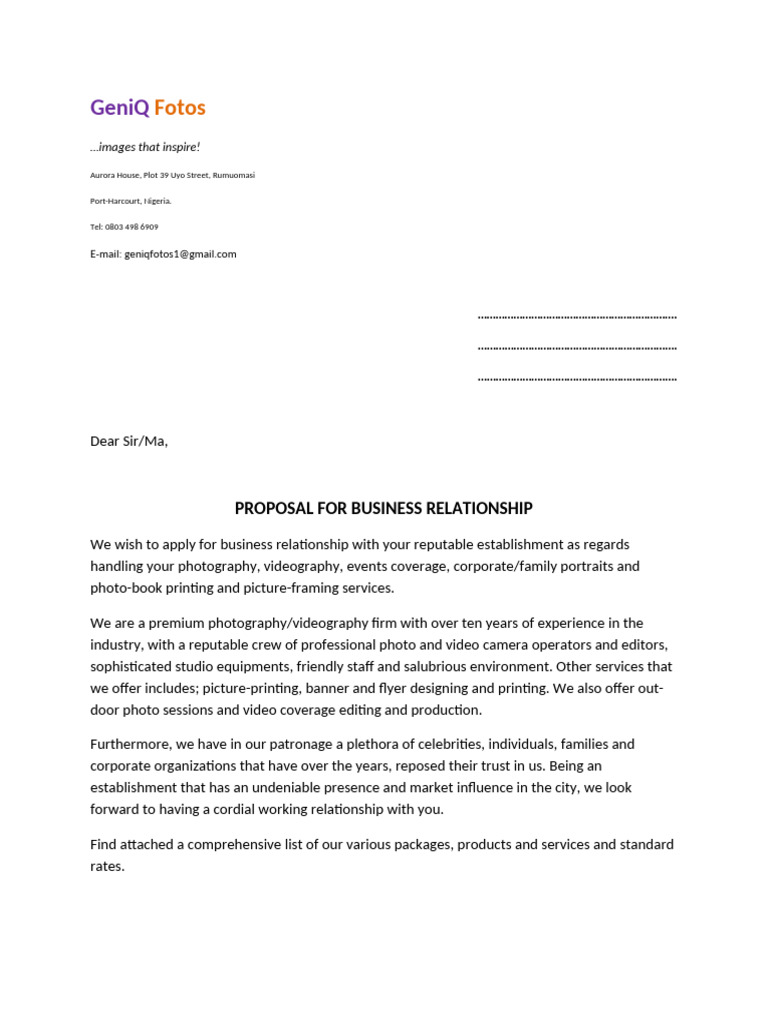Geniqfotos Proposal Draft | PDF
