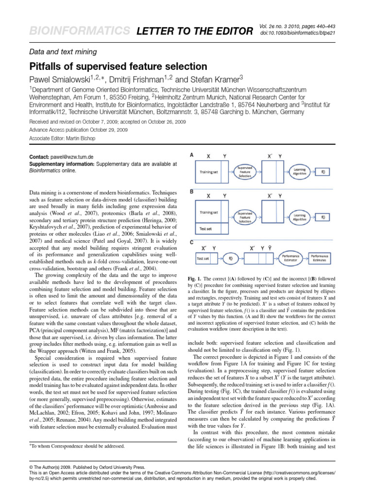 Supervised Feature Selection Pitfalls | PDF | Statistical ...