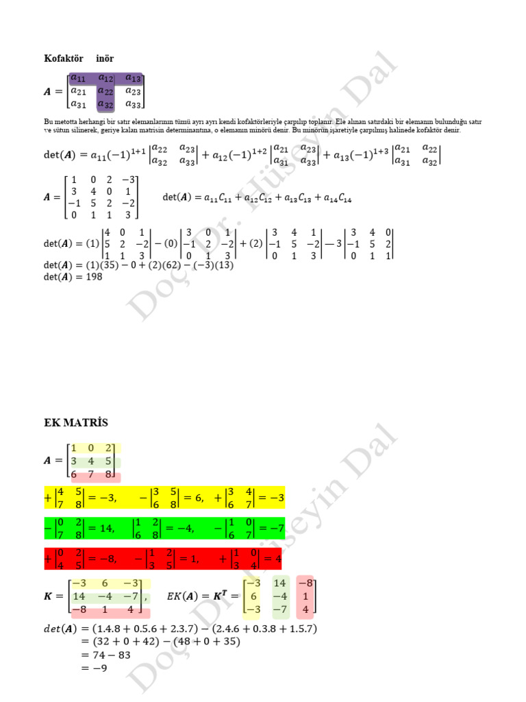 Lineer Cebir Ders Notu-3.Bölüm | PDF