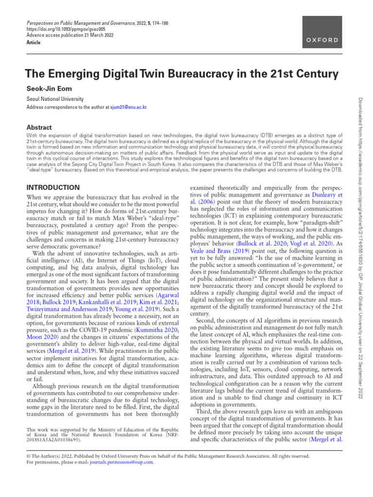 Digital Twin Bureaucracy in Governance | PDF | Artificial Intelligence ...