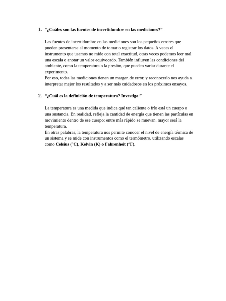 Fuentes de incertidumbre en mediciones y temperatura | PDF