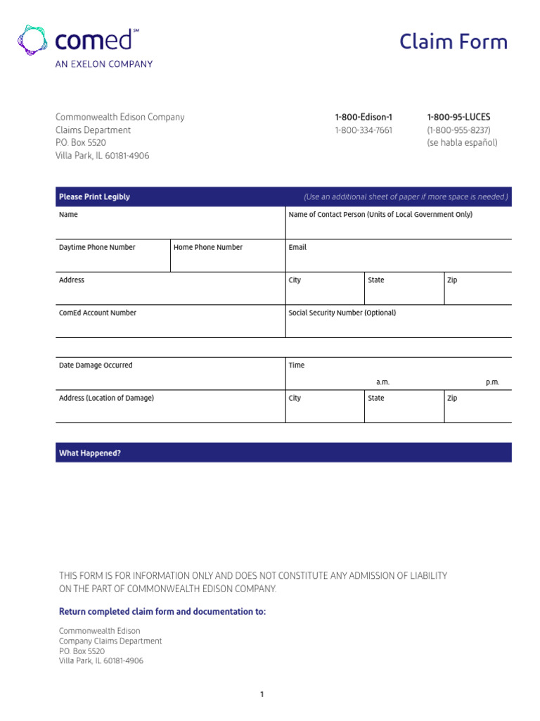 Com Ed Claim Form 2 | PDF