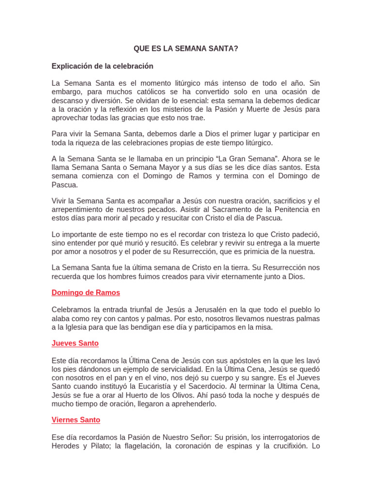 Significado y Celebración de Semana Santa | PDF | Pascua de ...
