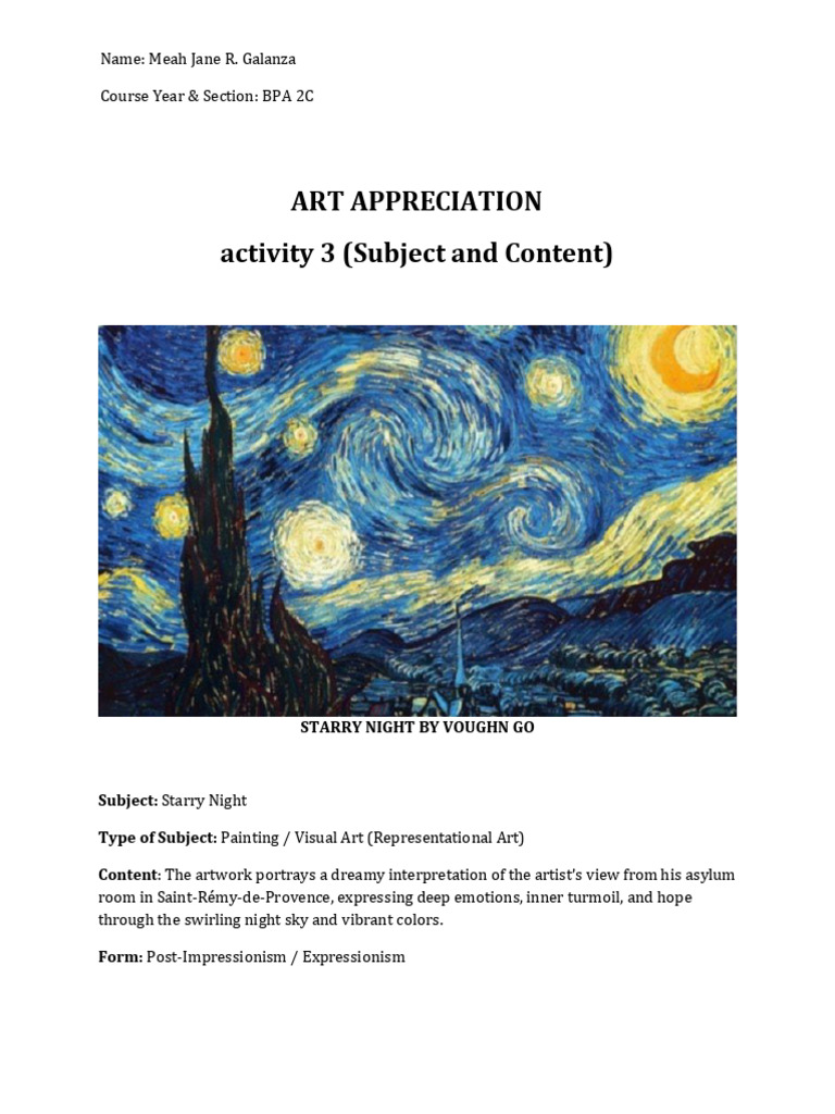 Starry Night Activity | PDF