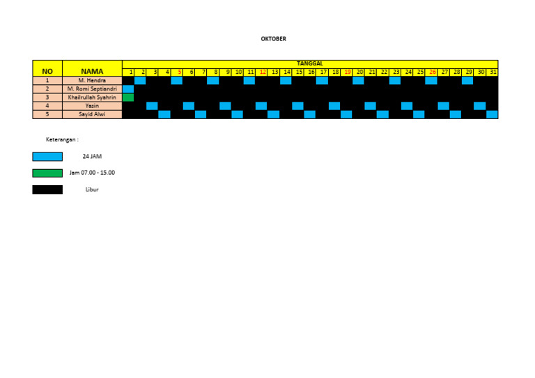 October Work Schedule Overview | PDF