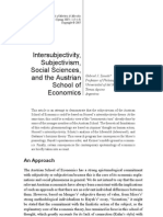 Intersubjectivity, Subjectivism, Social Sciences, and The Austrian School of Economics