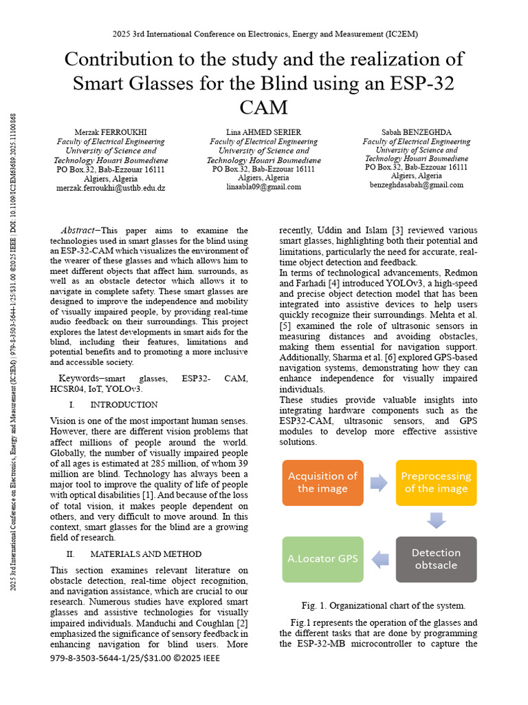 Smart Glasses for the Blind Using ESP32-CAM | PDF | Global Positioning ...