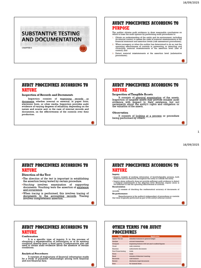 Chapter 6 Substantive Testing and Documentation Part 2 | PDF | Audit ...