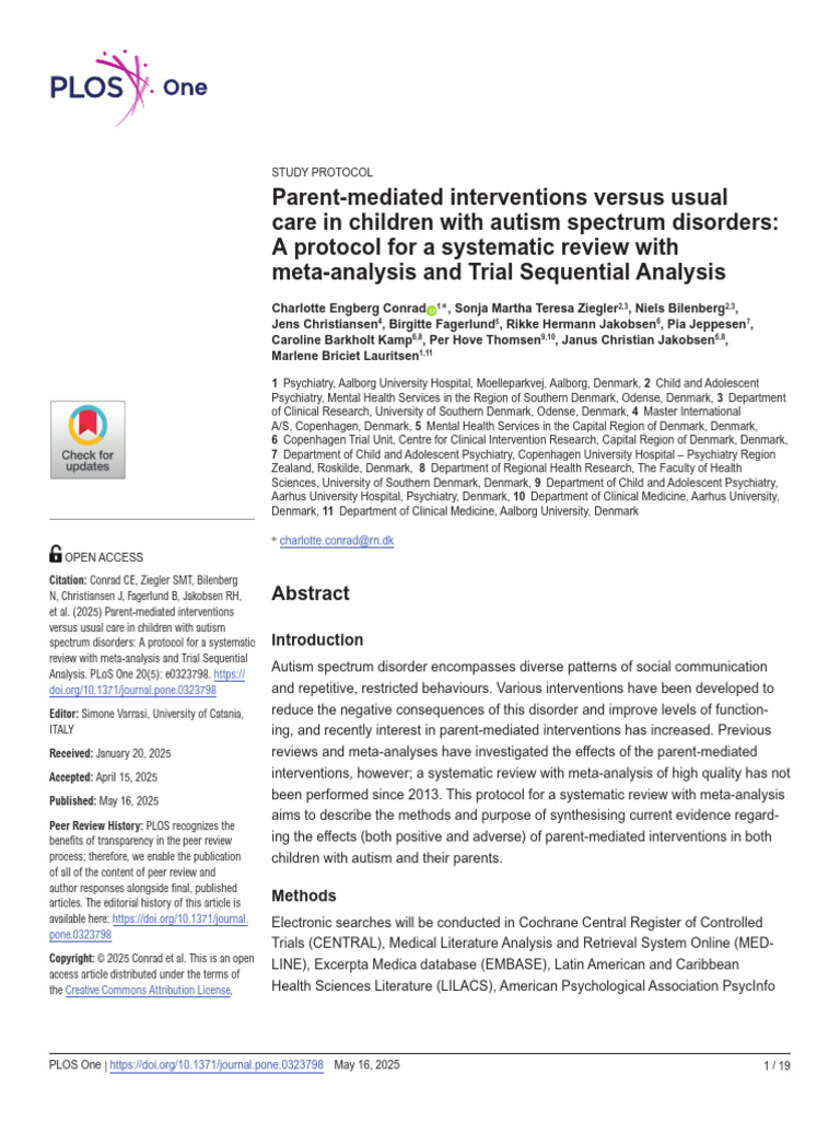 Parent-Mediated Interventions for ASD | PDF | Autism | Systematic Review