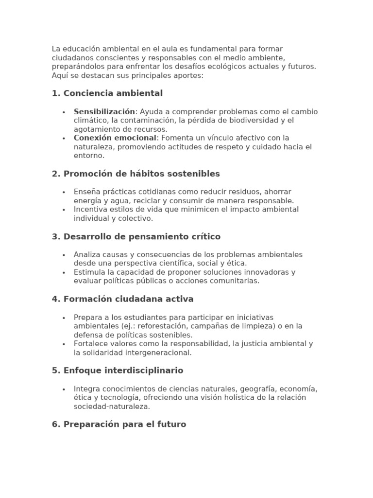 La Educación Ambiental en El Aula Es Fundamental para Formar Ciudadanos ...