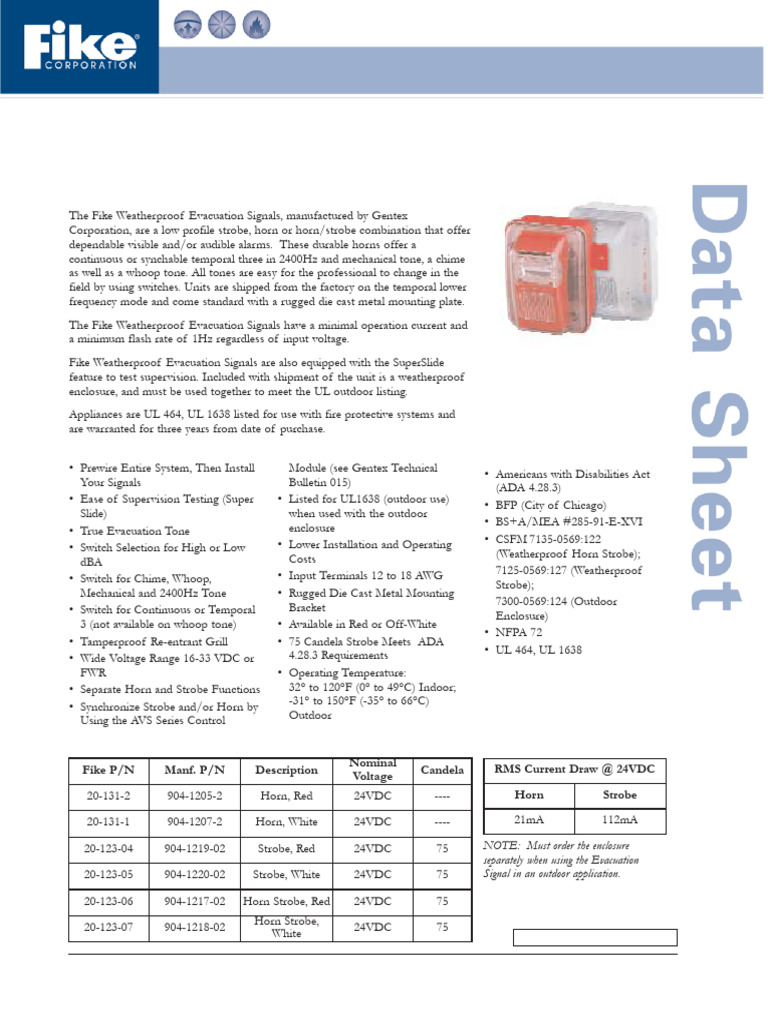 P16101 Weatherproof Evacuation Signals | PDF | Electrical Components ...
