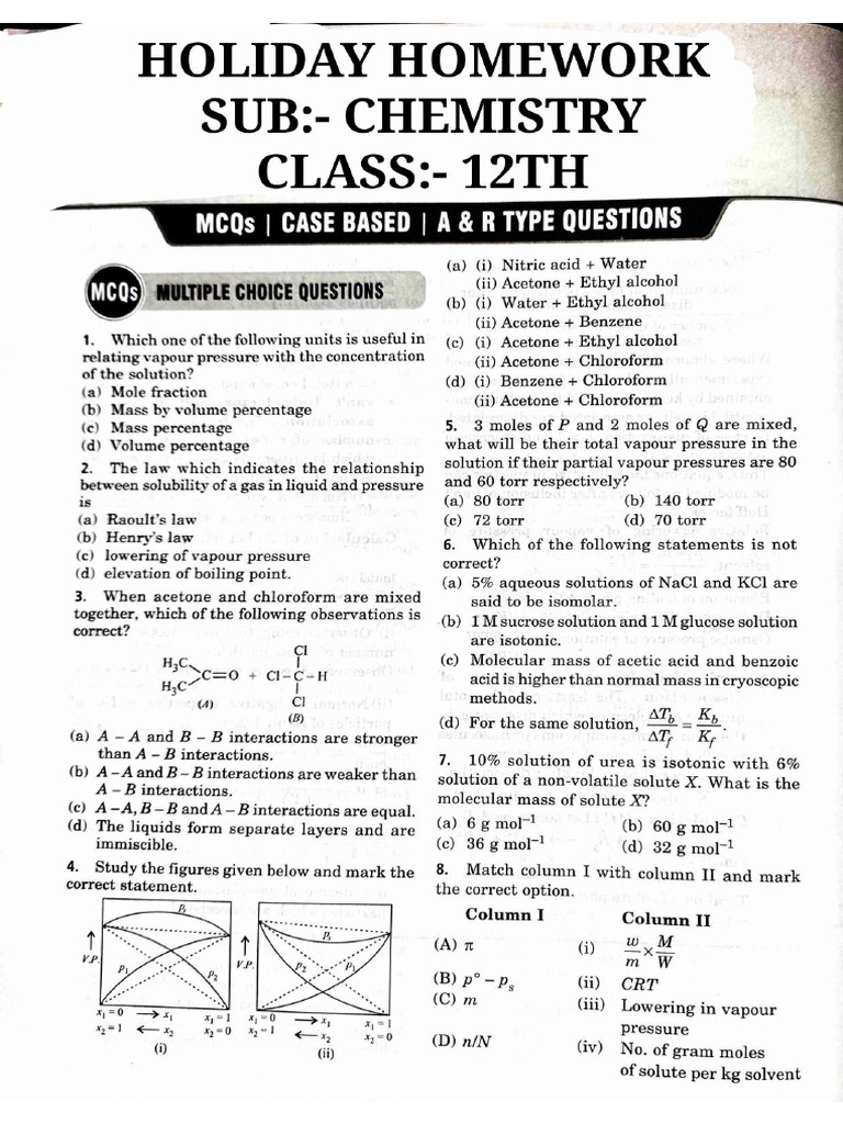 HW Class 12 | PDF