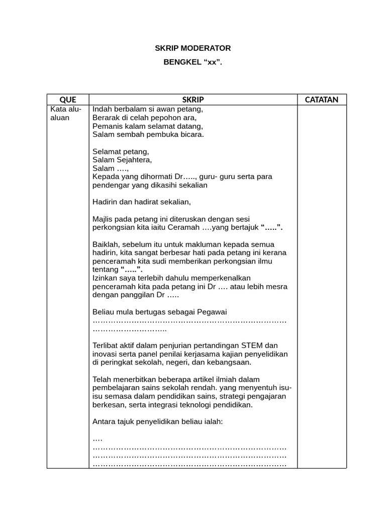 Skrip Moderator Bengkel AI dan Pendidikan | PDF