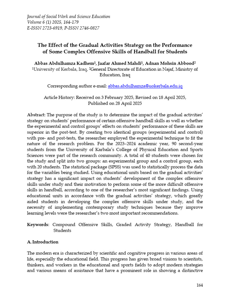 Gradual Activities in Handball Skills Training | PDF | Mean | Experiment