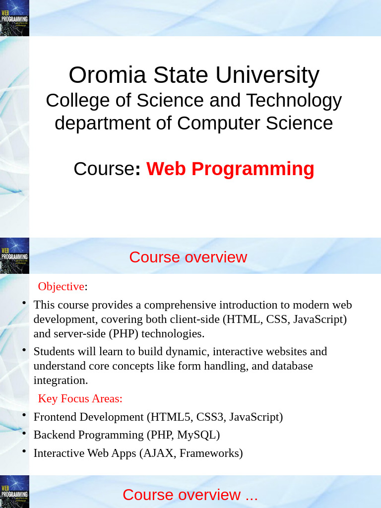 Web Programming Course Overview | PDF | World Wide Web | Internet & Web