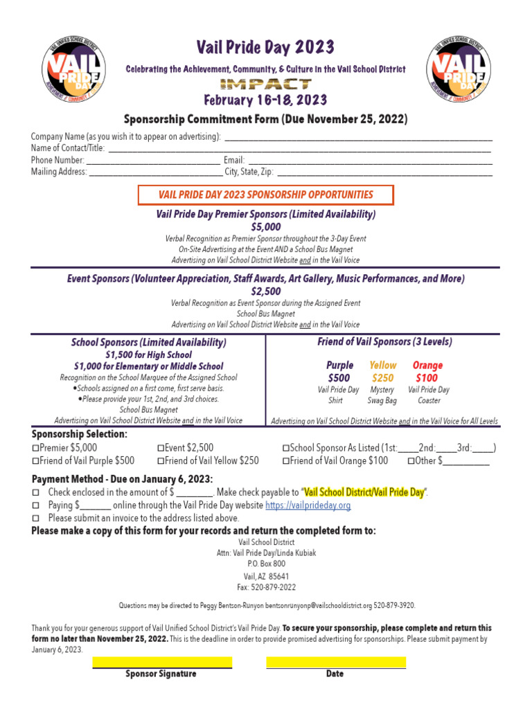 VPD 2023 Revised Sponsorship Form Final | PDF | Public Services