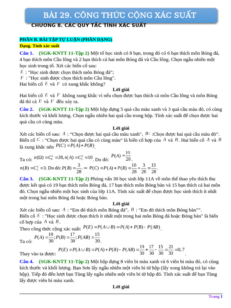 Bai-29-Cong Thuc Cong Xac Suat - DA - TL | PDF