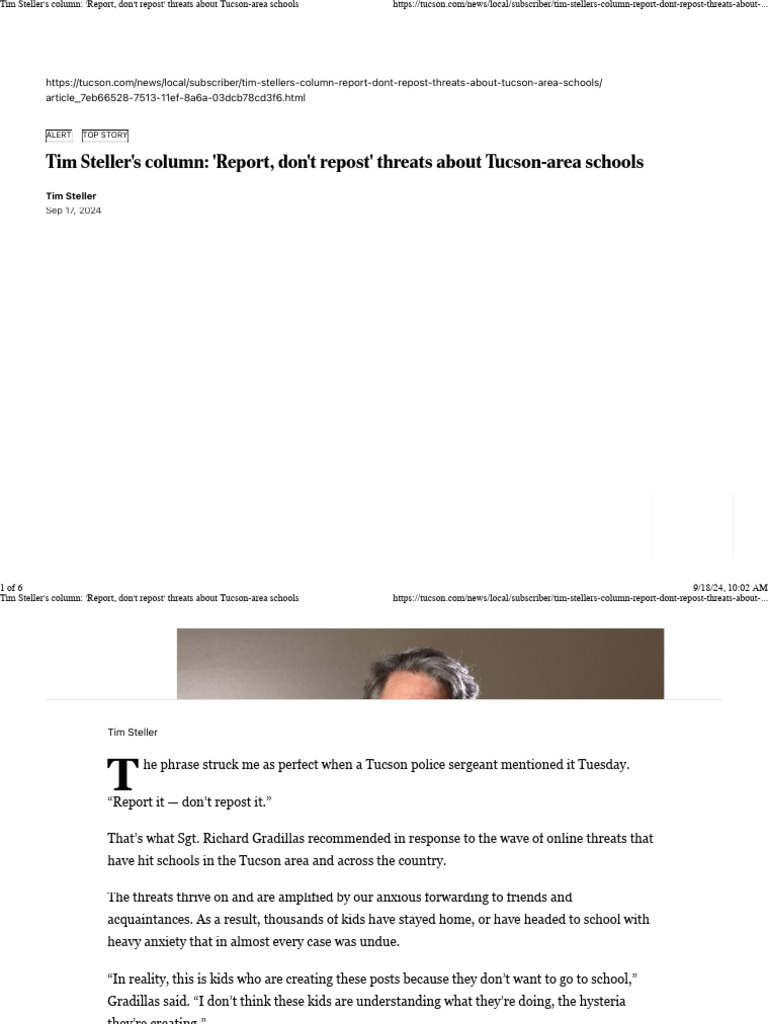 Tim Steller S Column Report Don T Repost T | PDF