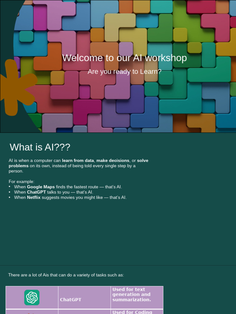 Introduction to AI Workshop | PDF