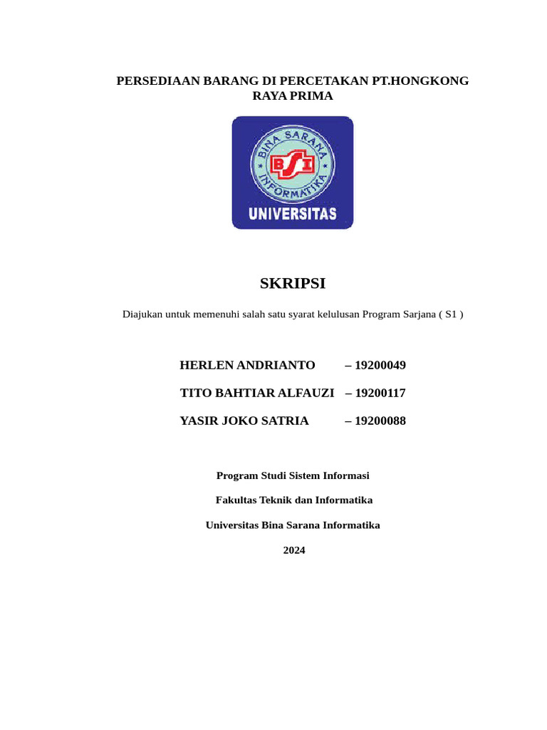 Persediaan Barang Percetakan HKRP | PDF