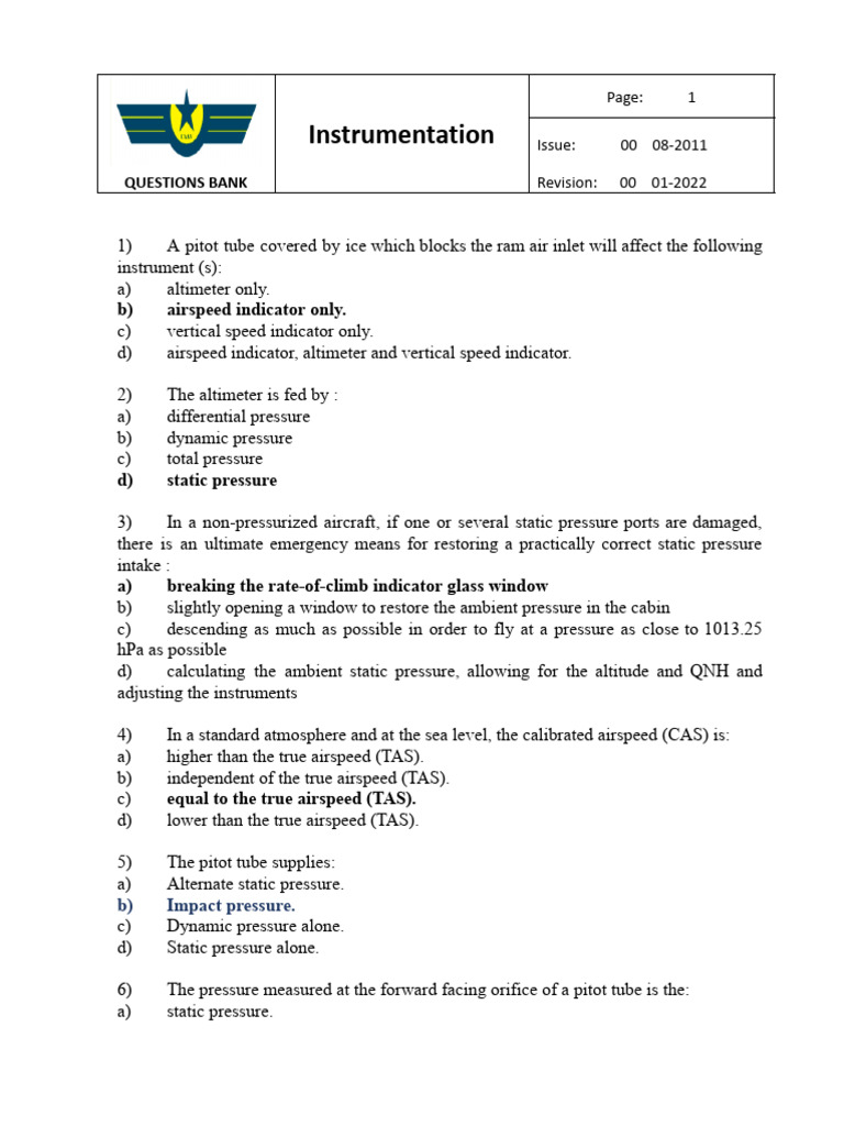 Aircraft Instrumentation Question Bank | PDF | Airspeed | Gyroscope