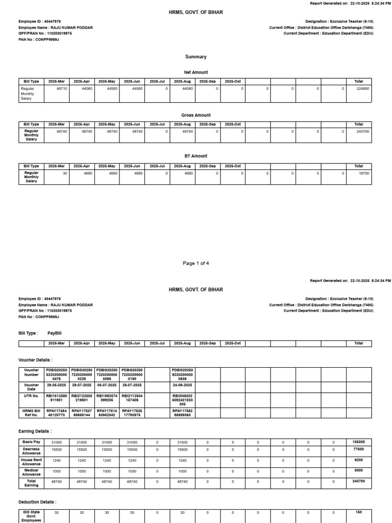 Salary Statement for Raju Kumar Poddar | PDF | Government Finances | Taxes