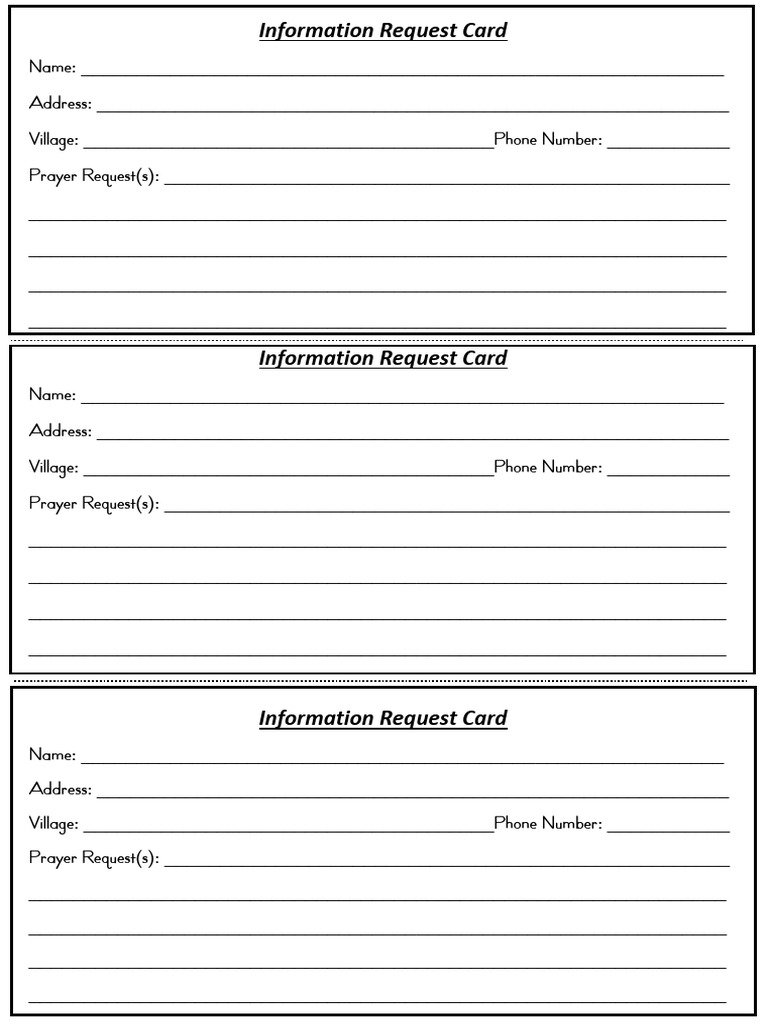 Information Request Card Template | PDF